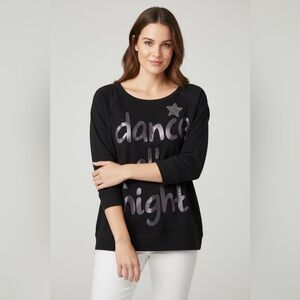 Dance All Night Black 3/4 Sleeve Sweater Size Large D-04